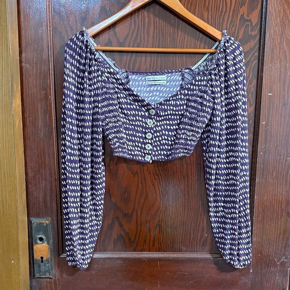 Urban Outfitters Purple Button-Up Crop Blouse